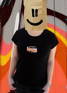 Hippie bus black tee for girls